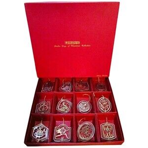 International Silver Company 12 Days of Christmas Ornaments Set Complete w/ Box